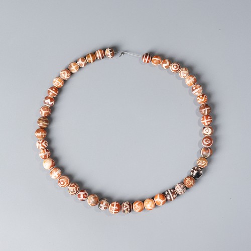 Antique Etched Carnelian Bead Necklace
