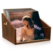Vinyl Record Storage Crate - Wooden Acrylic Record Storage Holds 70 Record...