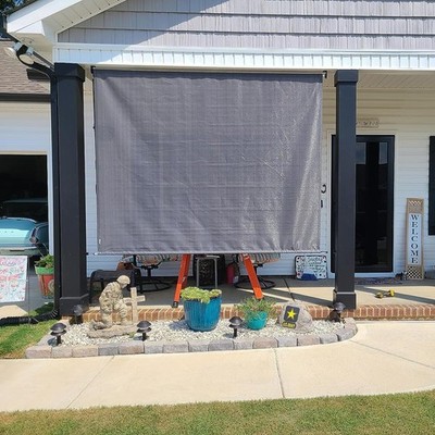 6'W x 6'L Outdoor Roller Shades, 90% UV Block Breathable Patio Sun Shade Screen,