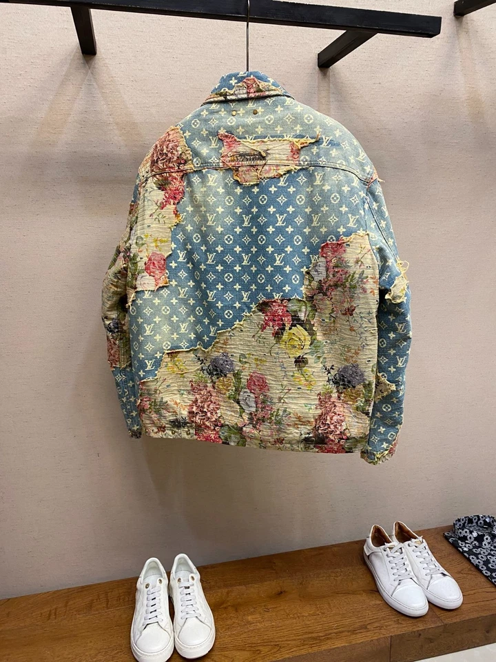 Louis Vuitton Vintage Floral Patch Denim Jacket, Monogram, Cotton/Silk Blend - Image 2 of 4