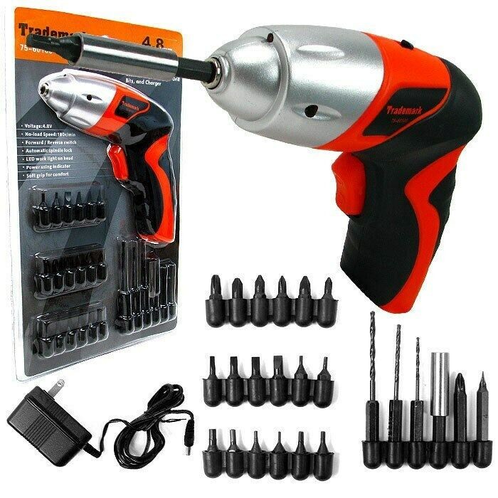 25 Pc 4.8V Cordless Screwdriver with LED Work Light Home Use Rechargeable