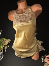 Vtg Satin Shiny Gown Frilly Lace NIghtie Shorty Babydoll Nightgown