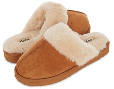 Floopi House Slippers for Women, Vegan Leather EVA Scuff Womens 8, Chestnut