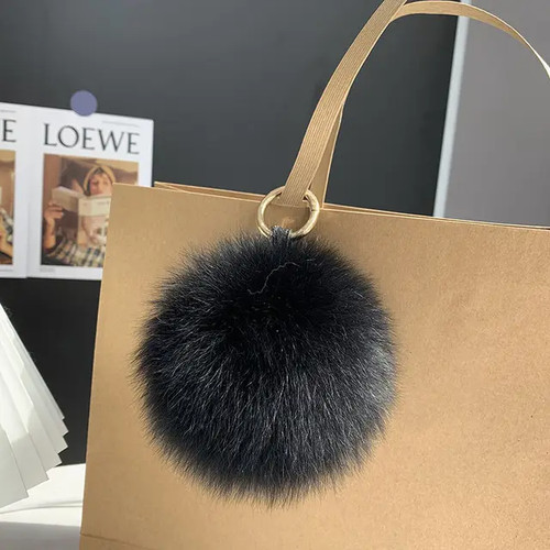 Llavero bolso colgante de piel de zorro real 2025 para mujer elegante bola mullida coche llavero pompones - Imagen 33 de 43