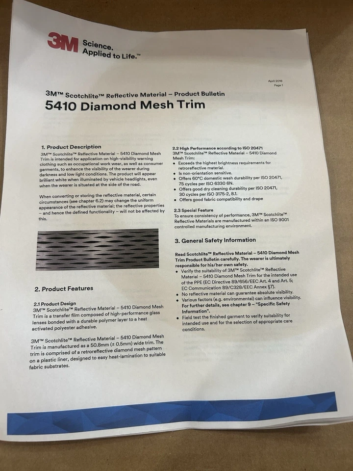 3M Scotchlite Reflective Material 5400 Diamond Mesh Trim Tape 5410 Bulk Rolls - Image 3 of 4