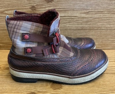 UGG Marais Waterproof Wool Lined Pull On Boots Women's Size 9 Red Plaid