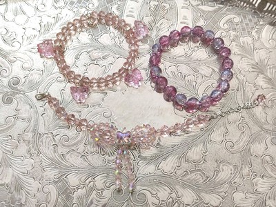Lotx3 Kristall und Glas Schmetterling Armband Set