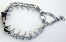 USED-Herm Sprenger Chrome Plated Steel Dog Collar Short Link,Buckle,Black Insert