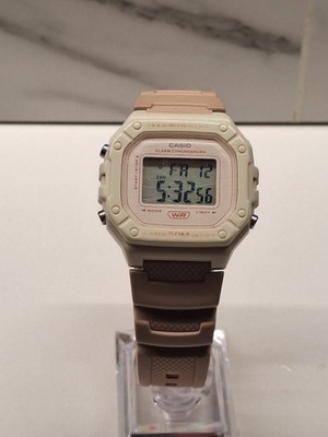 Casio W218HC-4A2V, Chronograph Uhr, rosa Resinband, Alarm, Illuminator