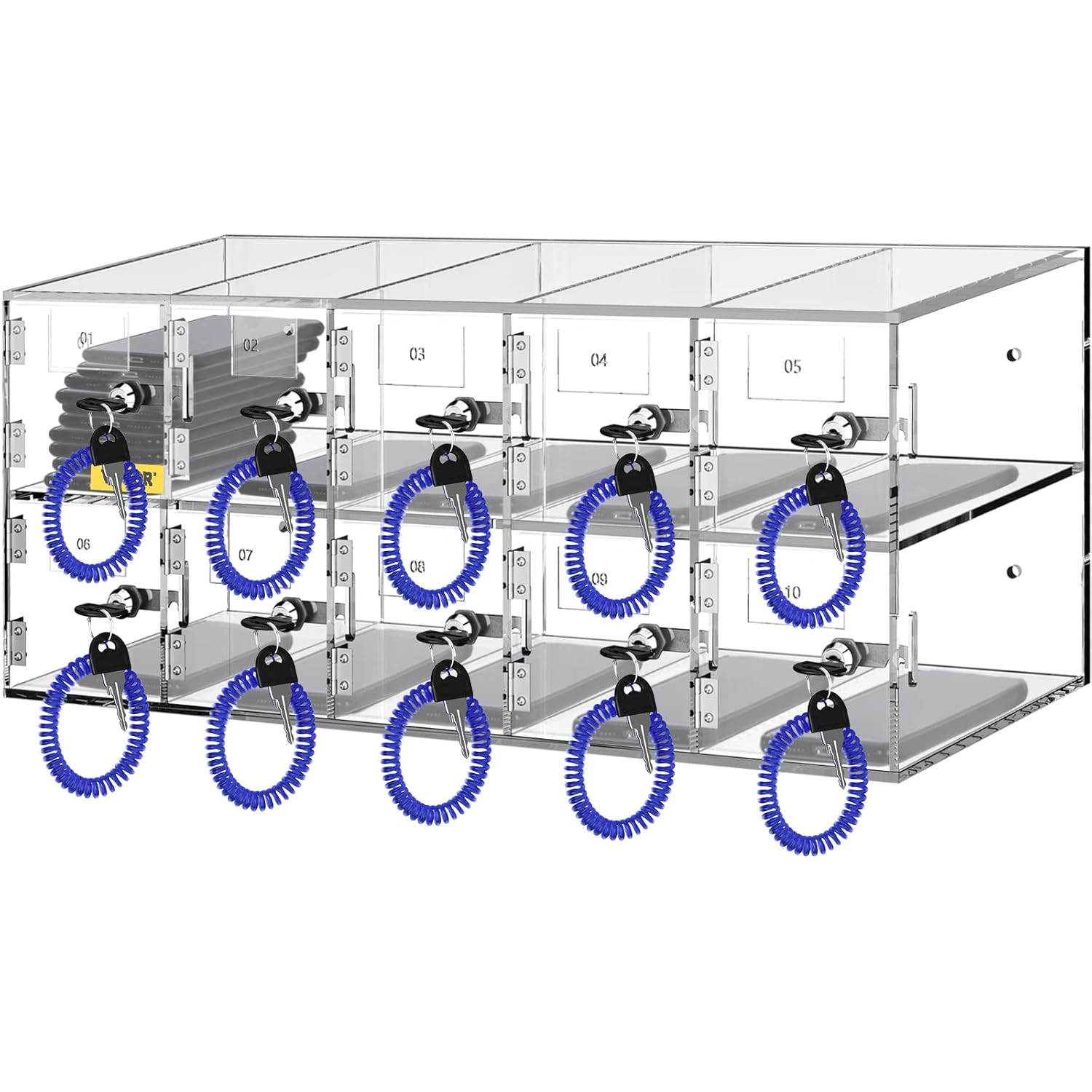 Armadietto Cellulari 10 Posti Acrilico con Serratura - Sicurezza Ufficio