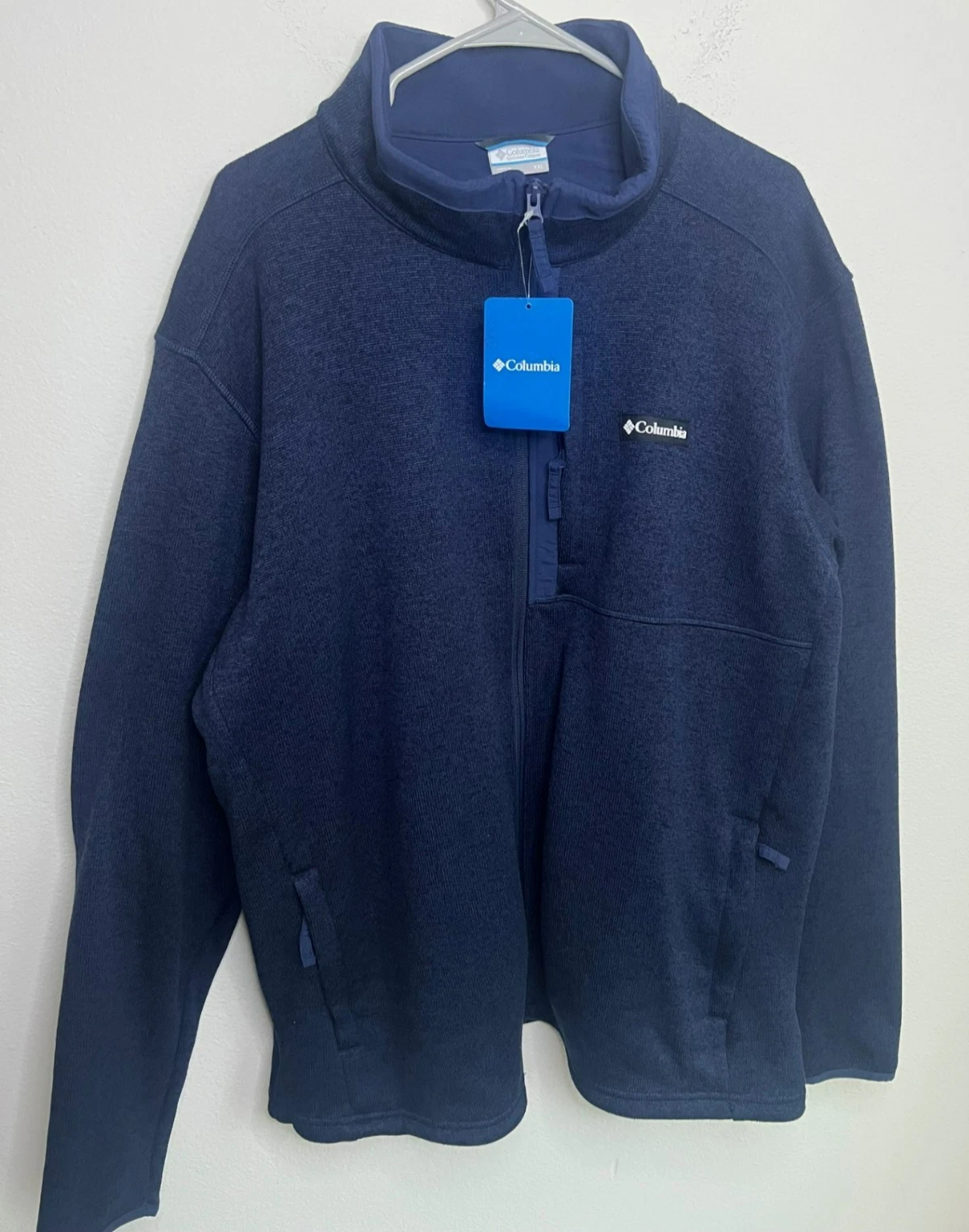 Columbia Men's Navy Blue Knit Fleece Zipped Jacket Size XXL