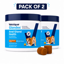 Vetnique Glandex Anal Gland Soft Chews for Dogs Peanut Butter 60 Ct Pack of 2