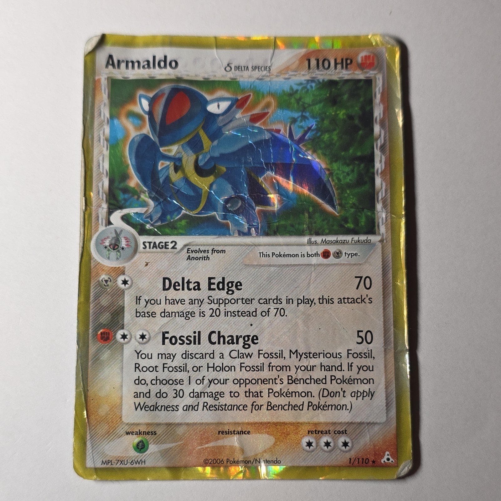 Pokemon Card - Armaldo (Delta Species) Holon Phantoms 1/110 Holo Rare dmg