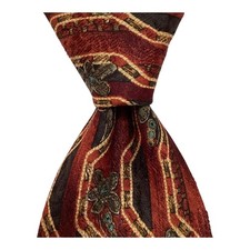 ERMENEGILDO ZEGNA Men's 100 Silk Necktie ITALY Luxury Geometric Red/Multi EUC