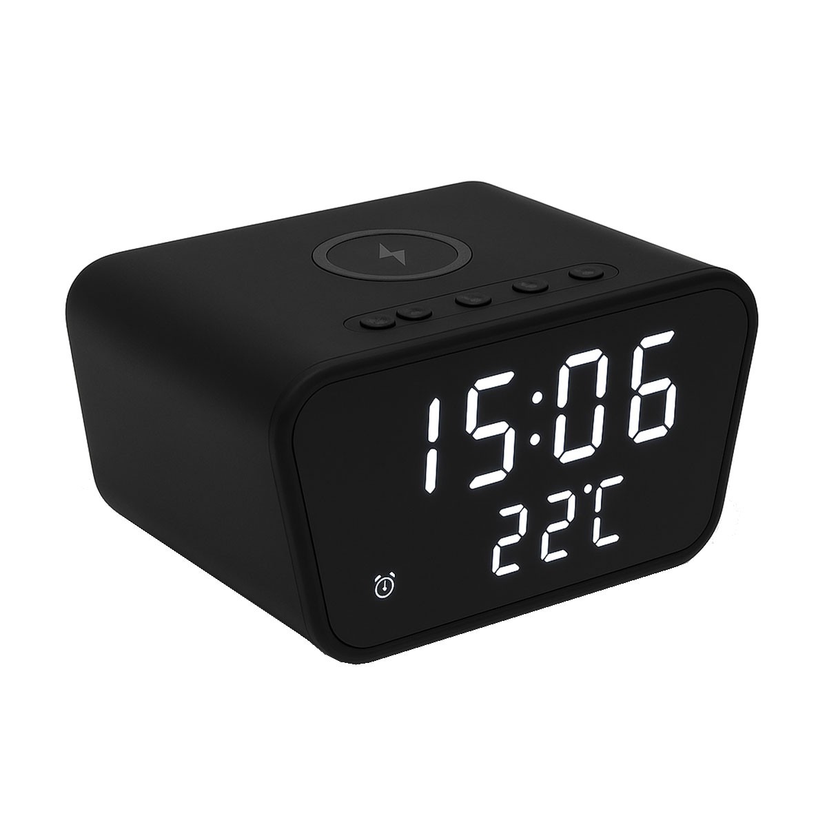 Réveil chargeur induction Flyn compact idéal pour table de chevet de chambre