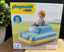 Playmobil 1.2.3: PUSH-N-GO CAR Number 2 First Challenge #71323 NEW IN BOX
