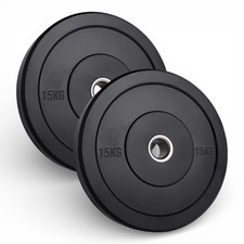 2x Disco Olimpionico Bumper Gommato 15 KG Foro 50 mm Pesi Palestra (30 KG)