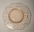 Vintage 30s Pink Depression Glass Floral Etched Decagon Salad Plate 7.75"