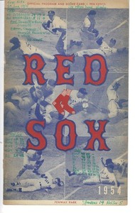 JUNE 29, 1954 PROGRAM-BOSTON RED SOX VS NEW YORK YANKEES-MICKEY MANTLE 4 HITS