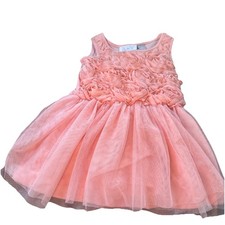 Children Place Tulle Lace Occasion Dress Peach Pink Rossette 2T Wedding Party