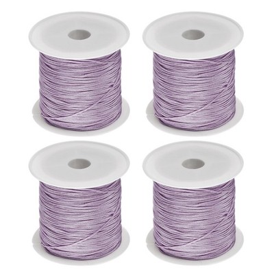 4 Rolls Nylon String Cord 45 Yards 0.4mm Beading Satin String, Mist Violet