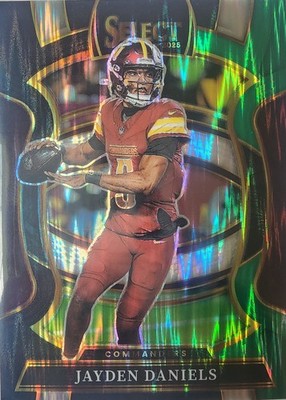 2025 Panini Select #88 Jayden Daniels Black and Green Prizm Shock