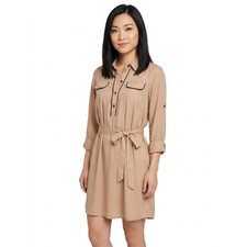 XXI Beige Collared Mini Shirt Dress Lightweight Women Petite Size S/P