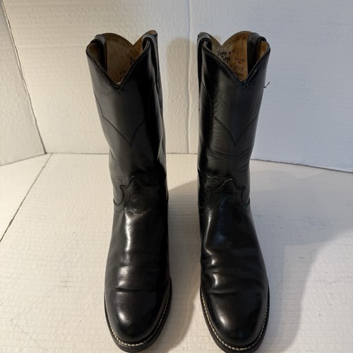 Tony Lama 11" Womens 7B Black Leather Roper Plain Shaft Cowboy Boots Western EUC - Picture 8 of 15