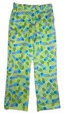 Vintage Lilly Pulitzer Too Jays Green Tropical Toucan Straight Leg Pants Size 6