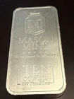 Vintage Mason Mint 10 Troy Oz 999 Fine Silver Bar With Rounded Edges