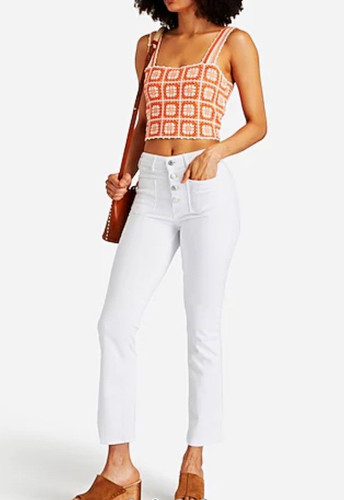 Maje Women's White Button-Fly Straight-Leg Denim Jeans, 5-Pocket Size26x30