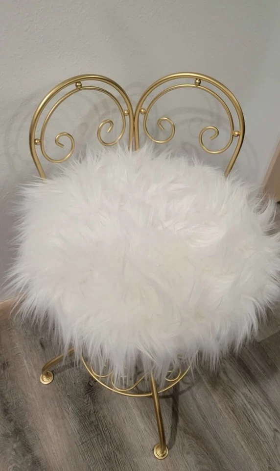 Taburete de tocador vintage Delta Metal Industries con piel sintética blanca reciclado HERMOSO 😍 Foto 3 de 4