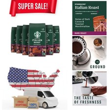 Starbucks Ground Coffee, Dark Roast Hot or Iced Coffee, Italian Roast, Six 12...