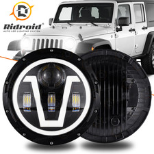 7inch Round Led Halo Headlights V Shape Halo For Jeep Wrangler Jk Lj Tj Cj