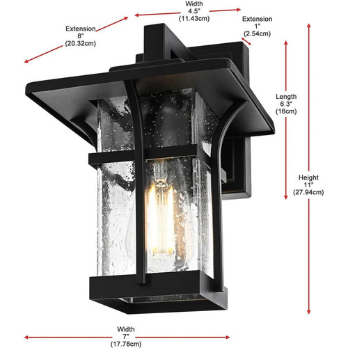 Outdoor Wall Sconce 1 Light Fixture Seedy Glass Exterior Porch Walkway Lamp 11" - Picture 8 of 9