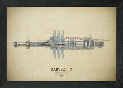 Babylon 5 Baupläne gerahmt Wandbild Poster Leinwanddruck Bild