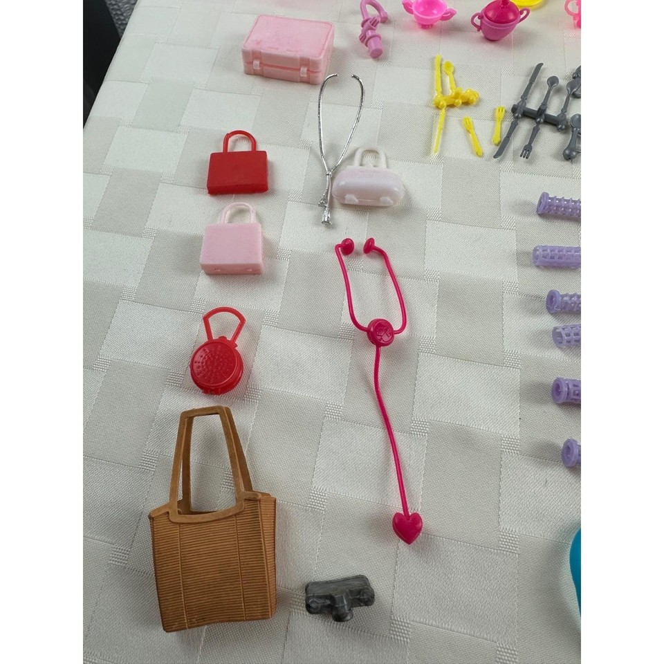 Barbie Accessories LOT 170 pcs Kitchen Hair Sports Food Furniture ...