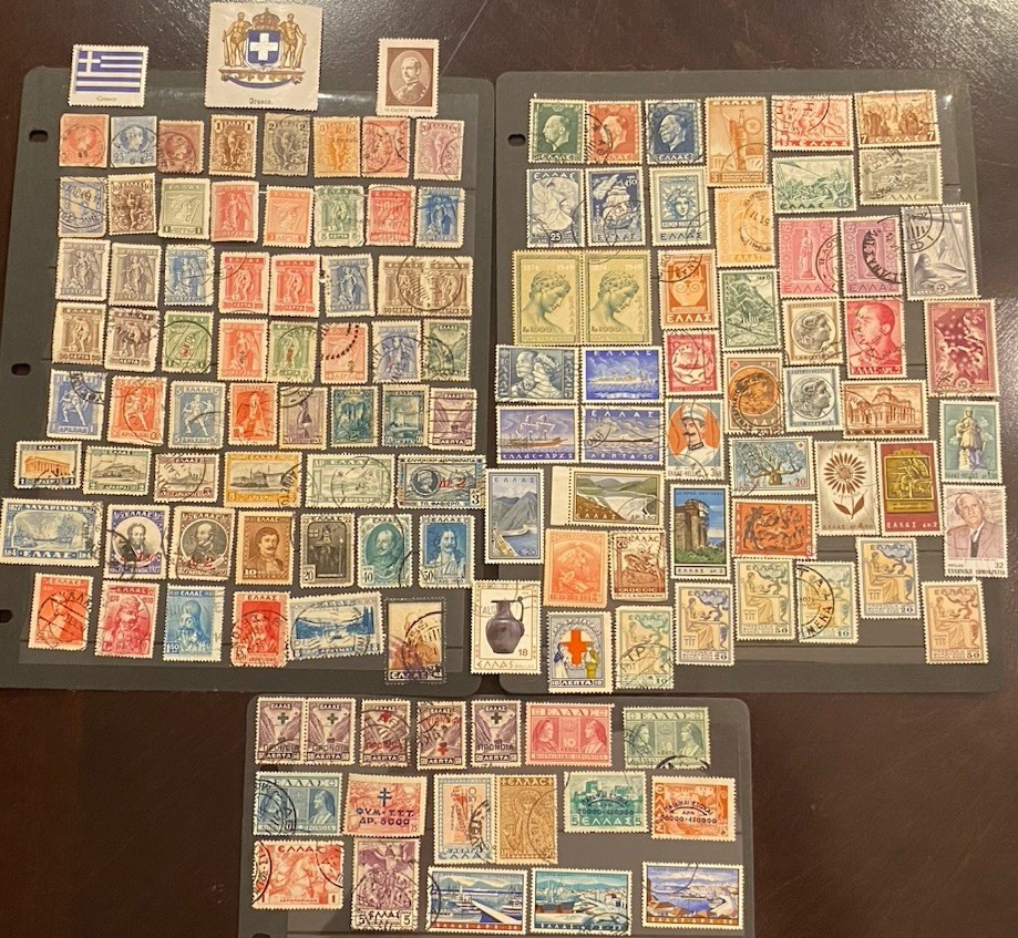 GREECE POSTAGE STAMPS MINT HINGED & USED-REGULAR, AIRMAILS, COMMEMORATIVES (127)