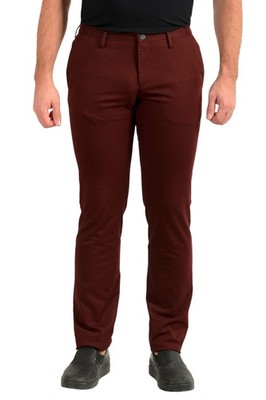 Hugo Boss Men's ''Stanino16-W'' Burgundy Flat Front Casual Pants