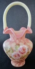 Fenton art glass 2003 HEIRLOOM OPTICS COLLECTION burmese basket, 10” h.