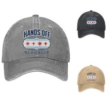 Chicago Flag Hands Off Dad City Pride Custom Style Cotton Baseball Cap Hat
