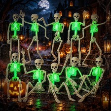 16 inch Light Up Posable Skeleton Halloween Decorations 10 Pack Movable