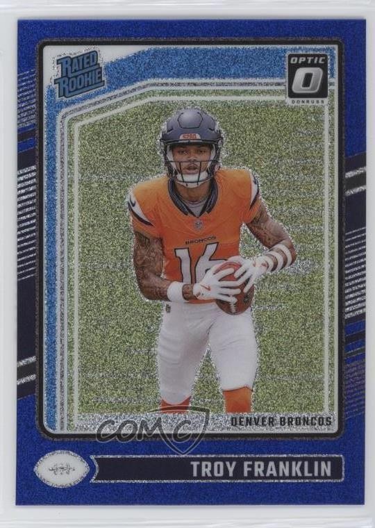 2024 Panini Donruss Optic Rated Rookie Blue Glitter Prizm Troy Franklin #294 yl0