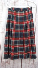 Pleated Plaid School Girl Skirt Womens 10P Willow Red Black Green Preppy.