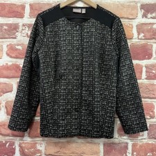 Chicos Jacket Womens Large 2 Black Metallic Abstract Career Work Stretchy Blazer