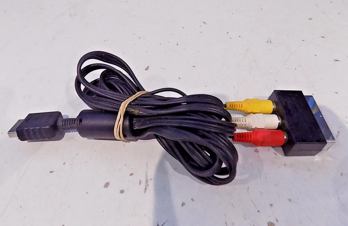 Cable AV TV oficial Sony PlayStation 1, 2, 3 con adaptador SCART negro funcionando
