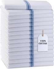 10x Professional Cotton Kitchen Bar Glass Cloths Cleaning Blue Stripe Tea Towels