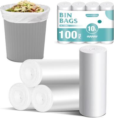 100 Stück kleine Müllsäcke, 10L Tretmülleimer Müllbeutel für weiße Müllsäcke