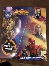 Boys Marvel Avengers Infinity War 12 Days Christmas 12pk Sock Size M 9-2.5 NIB