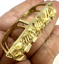 GOLd mens ring Nugget 10k multi 2 finger knuckle Bar hip hop 10 7 8 9 11 12 13